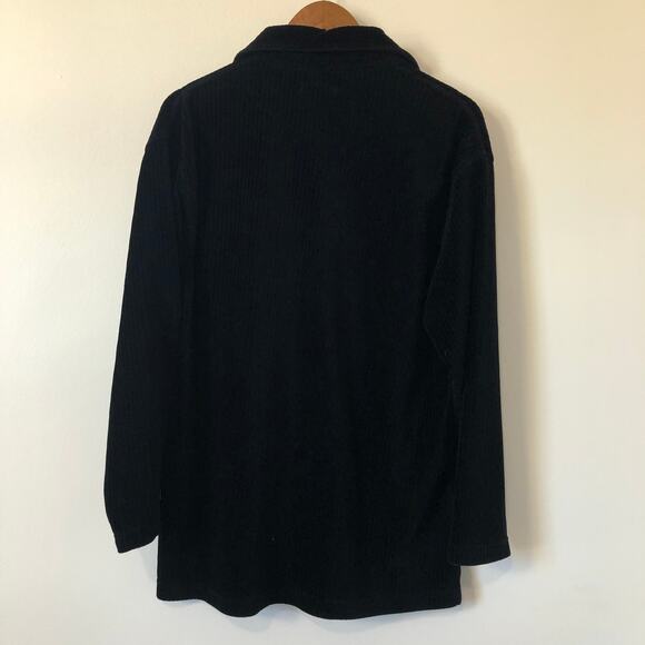VTG 90s Montana Blues Black Ribbed Button Tunic Shirt L Soft Velour Minimalist - Picture 6 of 9
